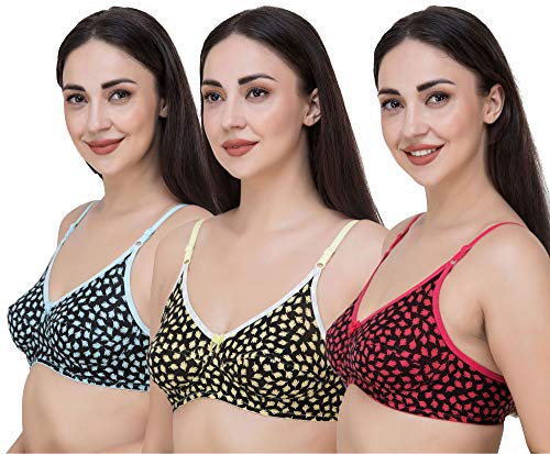 Image of Fasense Women's Cotton Leaf Print Medium Coverage Wire Free Non Padded Bra