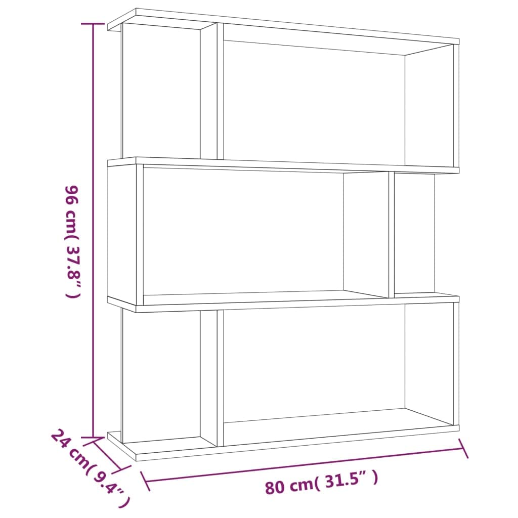 Regał na książki/ścianka działowa, brązowy dąb, uniwersalny regał na książki, regał biurowy do hotelu, 80 x 24 x 96 cm, materiał drewnopochodny