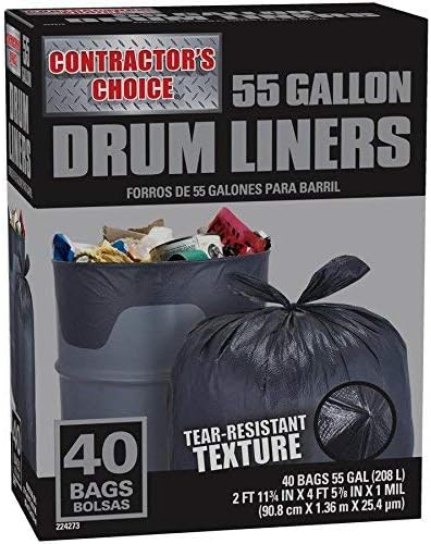 Contractor's Choice Trash Bags 55 Gallon 40 Count (1-Pack)