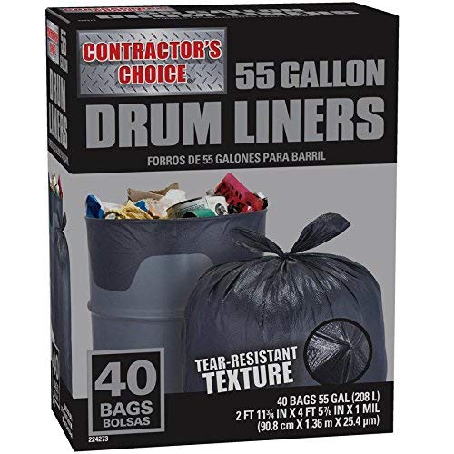 Contractor's Choice Trash Bags 55 Gallon 40 Count (1-Pack) #TOP22