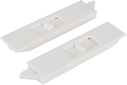 Brixwell White Snap-in Tilt Latch Set, Left and Right Pair, Spring-Loaded Design for Sash Windows, 2-15/16" Length, 3/8" Nose, Durable Plastic Construction, Replacement for Standard Tilt Frames