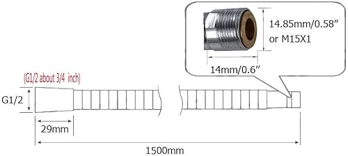 Miniatura 2 de Pieza de repuesto de manguera de cabezal rociador para grifo de fregadero de cocina, acero inoxidable, 59 pulgadas, níquel cepillado