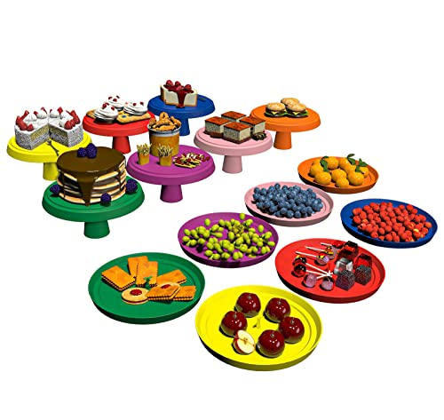 Enjoy Myself 7-Piece Set Of Colorful Cake Stands, Versatile Dessert Plates And Fruit Platters, Cupcake Display Serving Tray For Any Occasion #TOP2