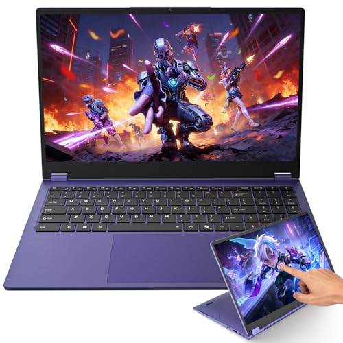 EKY 15.6' FHD Laptop, 360° Yoga Touchscreen, Core m3-8100Y up to 3.40GHz, 8GB RAM 256GB SSD, Win11 Notebook PC, Office Set, 2.4/5G WiFi 5, BT 5.0, HDMI, USB, Computer for Work & Study
