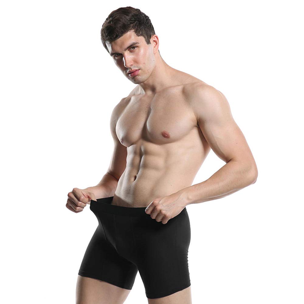 Calzoncillos Hombre baratosAlgodón Piernas largas Hombres Boxers Ropa Interior Soft Boxer (Pack de 6)-Negro 5pcs_SG