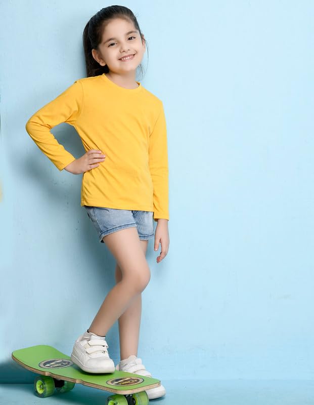 Image of Nusyl Girls Full Sleeves T-Shirt for Kids | Cute Printed Casual Wear | Soft Cotton Blend | Comfortable Regular Fit | 2-16 Years | Multiple Colors