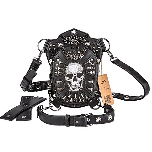 Cestlafit Bolso de Hombro de Cuero Steampunk  de la Pierna de Paquetes góticos
