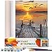 Produktbild WISKALON Ohne Rahmen Malen nach Zahlen Kits für Erwachsene Kinder Anfänger DIY Ölgemälde Kits - Sonnenuntergang 40 x 50 cm