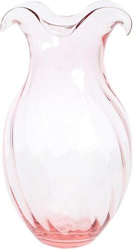 Hibiscus Glass Pink Vertical Fluted Small Vase