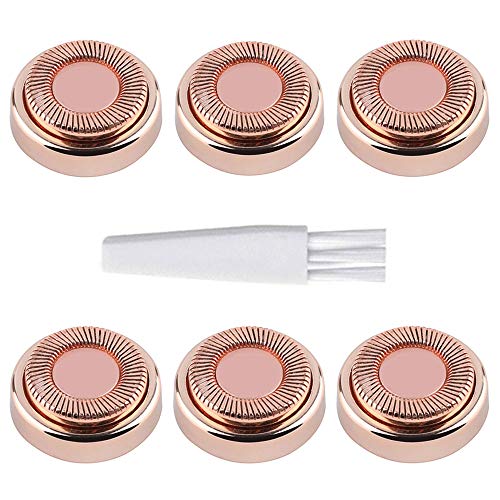 Gift2u Facial Hair Remover Replacement Heads, 6pcs Rose Gold Electronic Shaver Head Cutter Replacement with 18K Gold-Plated Blade Cover for Face, Leg, Armpit, Back, etc