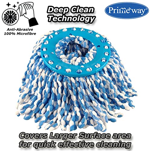 Image of Primeway Polyester Water Absorbent Microfibre Spin Mop Refills | Dense Replacement Mop Heads | Floor Pocha Mop Cloth | XL | 38cm | 130grams | 4 Pcs, Blue