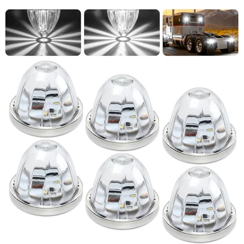 Image of 6PCS Watermelon Lights White Strobe & Constant Multi-Function LED Side Marker Turn Signal Tail Roof Lights with Stainless Steel Bezel for Trailer Semi-trailer Heavy-duty Truck