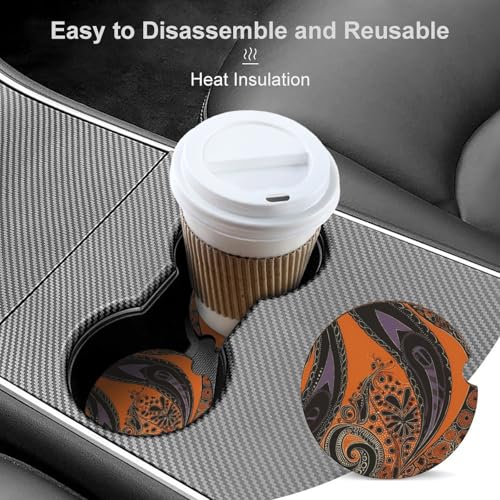 Posavasos para autos 2.6 pulgadas diseño naranja y morado miniatura 4