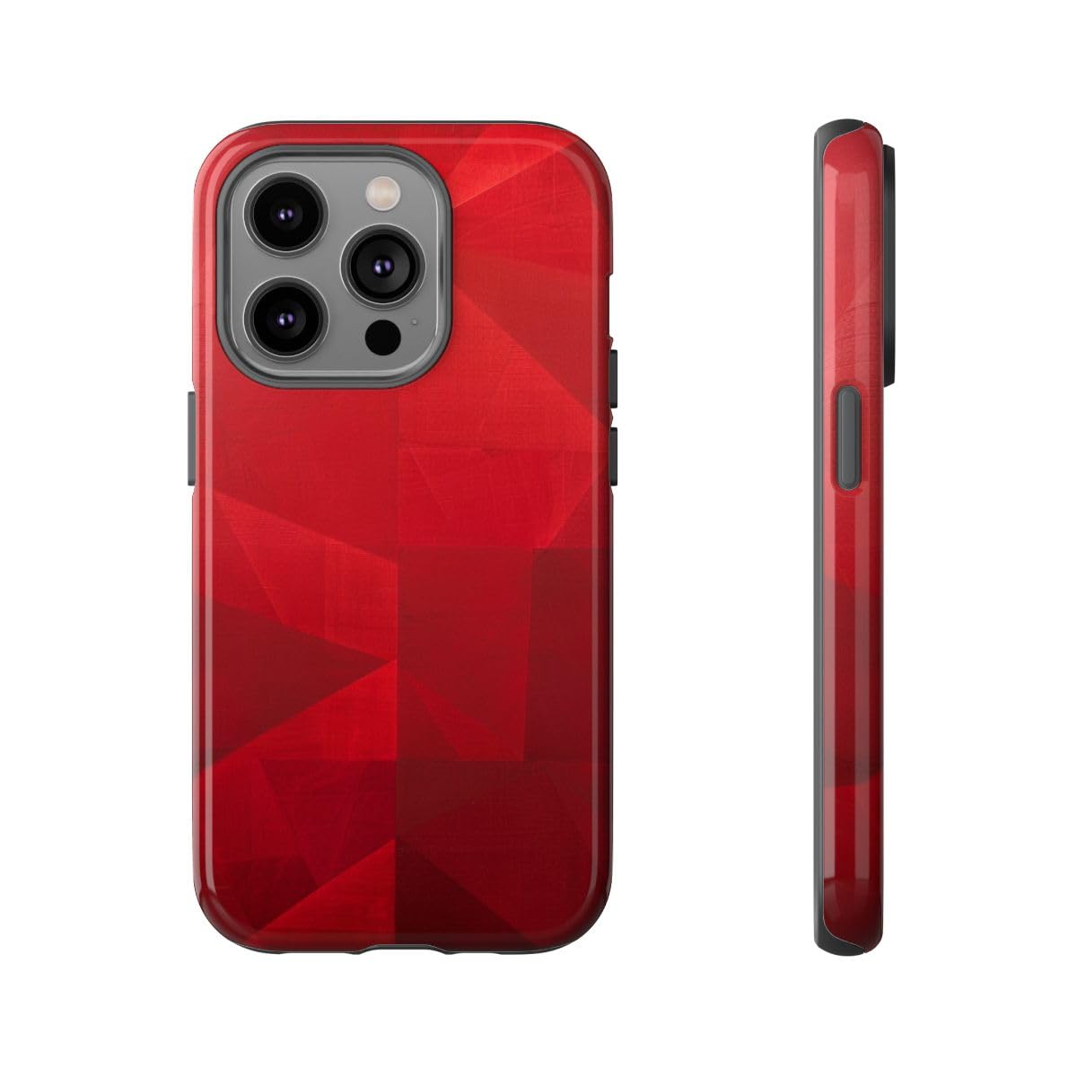 Design géométrique abstrait rouge coque compatible iPhone 14 Pro housse antichoc durable