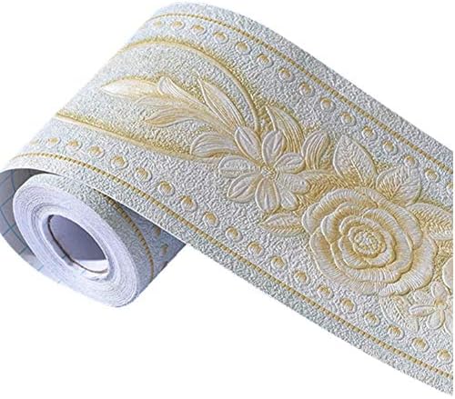 Taamall Simplemuji Self Adhesive 5 Meters Green Peony 3D Peel and Stick Waterproof Wall Border Easy to Apply 4 Inch by 16.5 Feet