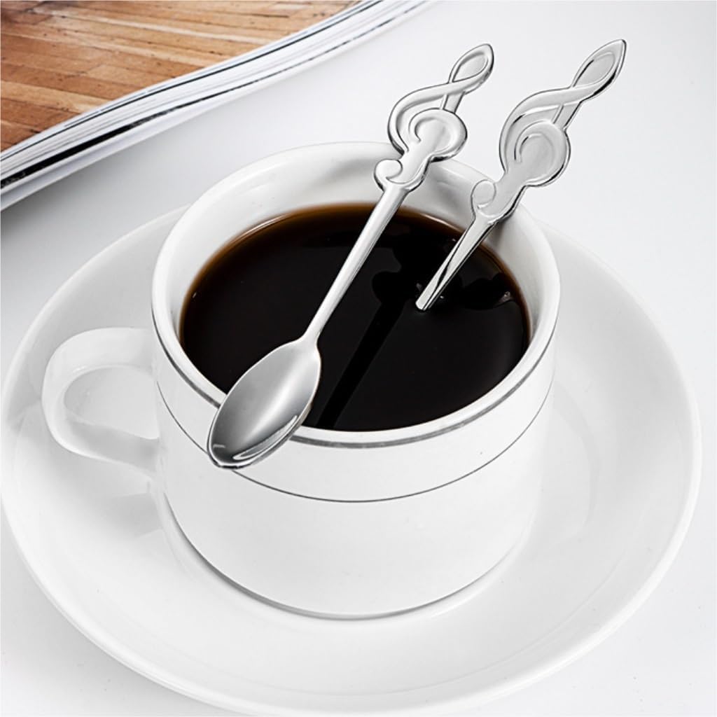 Spoons, Spoons 5-piece Set Of Creative Stainless Steel Coffee Spoon Musical Instrument Shape Dessert Spoon Mixing Spoon