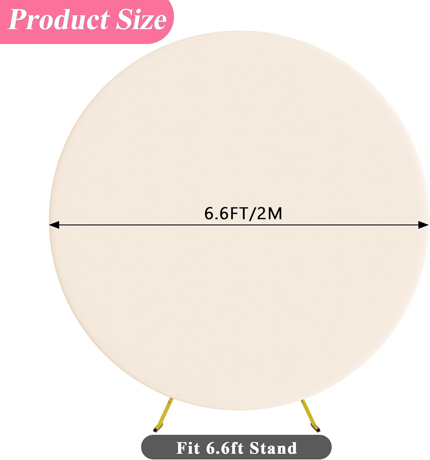 Putros Round Backdrop Cover, 6.6ft, Spandex Round Balloon Arch Cover, Beige image 2