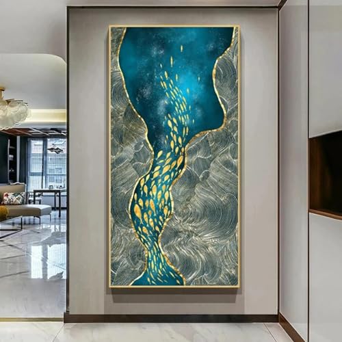 Art mural de luxe poisson rouge toile élégante pour grand salon 70x140 cm