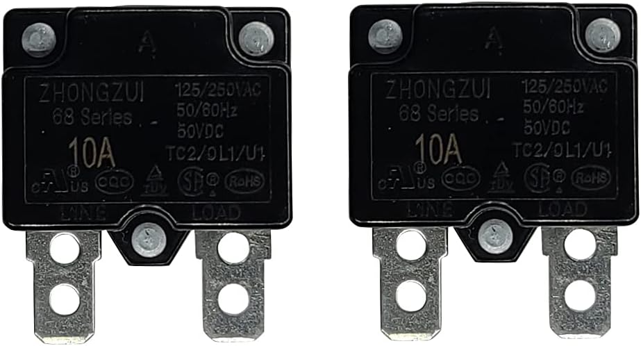 LinkePow 2PCS 10A Automatic Reset Relay Fuse Therma Switch Circuit Breaker Current Overload Protector Kids Powered Ride On Car Accessories