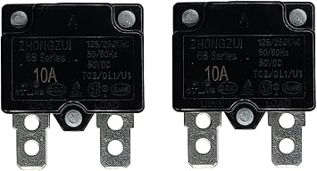 LinkePow 2PCS 10A Automatic Reset Relay Fuse Therma Switch Circuit Breaker Current Overload Protector Kids Powered Ride On Car Accessories