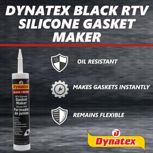 Image of Dynatex Black RTV Silicone Gasket Maker 10.1oz Caulk Tube - Oxygen Sensor Safe, OEM Specs, 500F Hi-Temp, Oil /Water Resistant, Made in the USA (3-Pack)