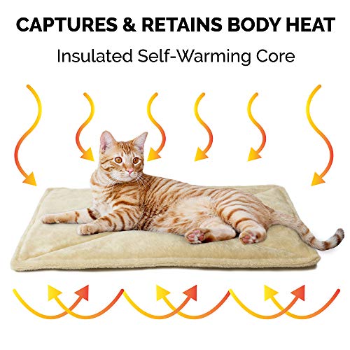 Furhaven Thermanap Self-Warming Cat Bed For Indoor Cats & Small Dogs, Washable & Reflects Body Heat - Quilted Faux Fur Reflective Bed Mat - Cream, Small #TOP2