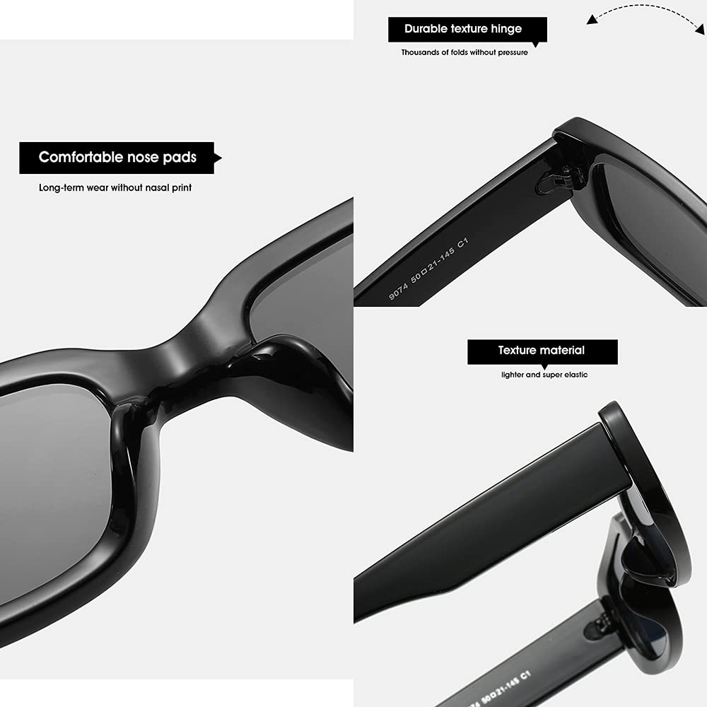 Retro Rechteck Sonnenbrille Damen Herren Chunky Sonnenbrille Vintage Small Square Fashion Brille