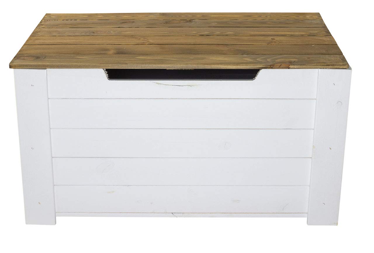 Vinterior Baúl de madera Pascale/Traumhaft rústico de madera (80 x 48 x 43,5 cm) Baúl del tesoro banco espacio espacio asiento banco de almacenamiento con gran capacidad pasillo, dormitorio, salón