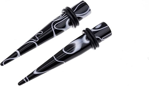 Miniatura 4 de Juego de 50 piezas de estiramiento de oreja 14 calibres 00 pendientes de mármol acrílico cónico piercing conjuntos de joyería
