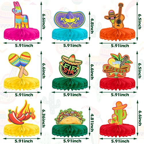 9 Pcs Cinco De Mayo Fiesta Honeycomb Table Centerpiece Colorful Mexican Party Decorations Paper Fiesta Table Centerpiece Honeycomb Decoration Kids' Party Centerpieces For Taco Theme Party Supply #TOP2