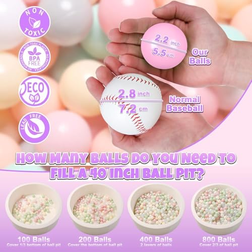 image for GOGOSO Balls for Ball Pit - Plastic Ball for Toddlers, Baby Kids Ball 