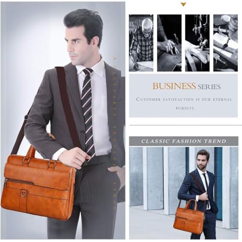 Image of CAVALO - Be Unique Leather Men's Laptop Bag Retro Messsenger Bag Men's Handbag Crossbody Bag Personality Briefcase (upto 14 inch) | Premium PU Leather