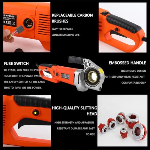 Kit de roscadora eléctrica para tuberías - Máquina roscadora manual con 6 matrices para fontanería - Juego de herramientas de roscado para tuberías y juego de matrices. Especificaciones (6heads )