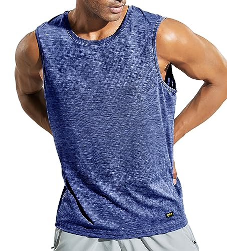 MIER Men’s Sleeveless Tank Top Dry Fit Workout Muscle Tee Shirt for Running Athletic Gym Sports Training, Moisture Wicking