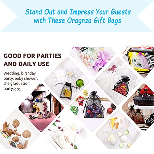 Image of Dealglad 50pcs Drawstring Organza Jewelry Candy Pouch Christmas Wedding Party Favor Gift Bags (3x4, Black)