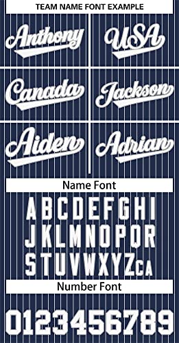 Custom Pinstripe Baseball Jersey Button Down Shirt Printed or Stitched Personalized Name Number for Men/Women/Youth Navy/White Stripes-33 miniatura 5