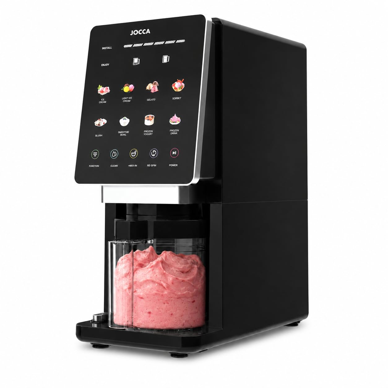 JOCCA - Gelatiera multifunzione con 11 programmi, funzione di pulizia, elaborazione rapida, display LED touch, prepara fino a 1,95 l di gelato con i suoi 3 contenitori
