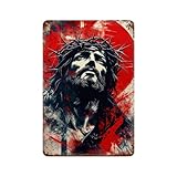 SCHUWEFA Wanddekoration, Motiv: Jesus Christus, Metallblechposter, moderne Bar-Dekorationen, 30 x 20 cm