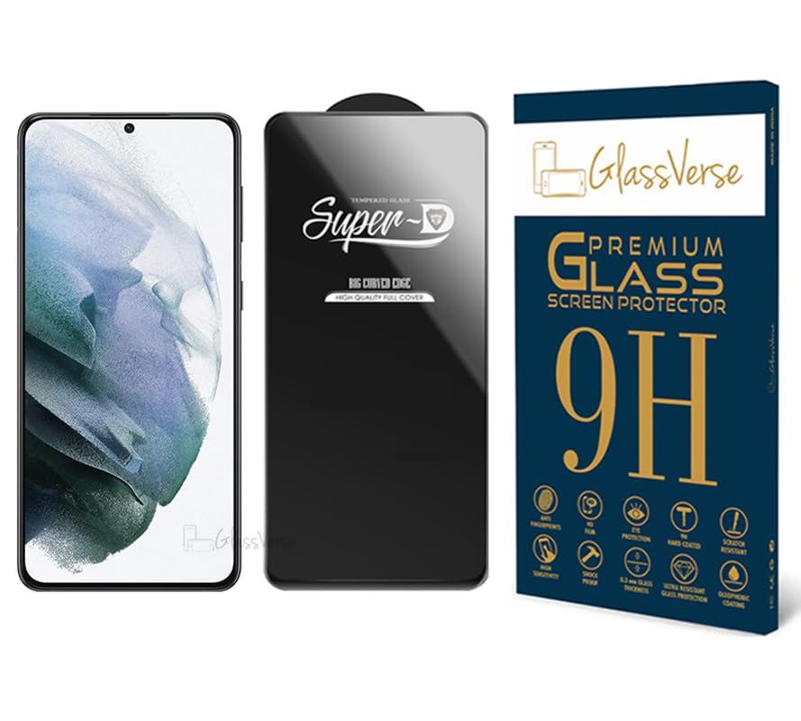 Image of GlassVerse FingerPrint Compatible HD Oleophobic Tempered Glass For Samsung Galaxy S21+ (PACK OF 1) with Free Installation Kit Full screen Coverage - 6.7 inch