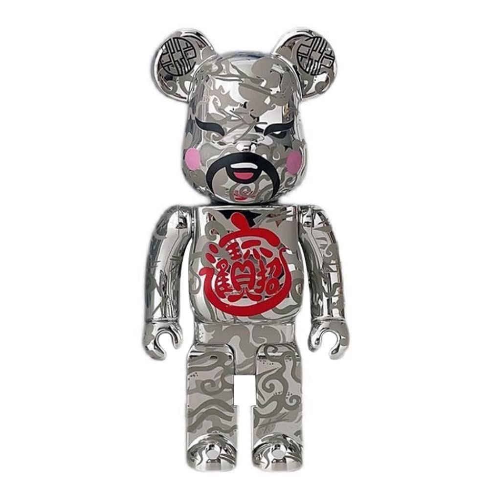 Bearbricks,Violent Bear Building Blocks Bear Movable Joints-Home Living Room Display Cabinet Decoration Sculpture(Silver,70cm)