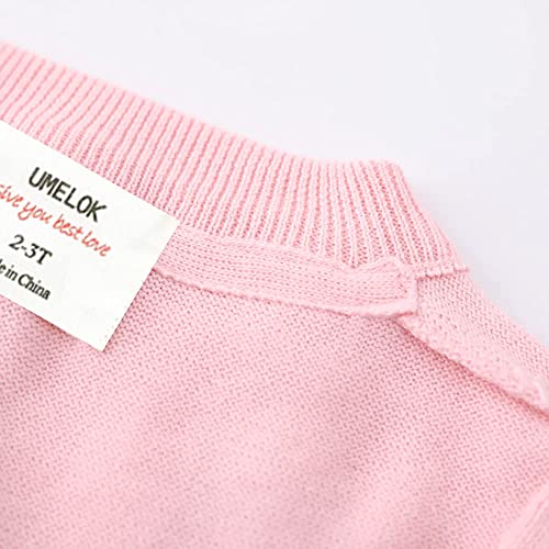 Image of UMELOK Girls Cardigan Sweater Cotton Button Solid Long Sleeve