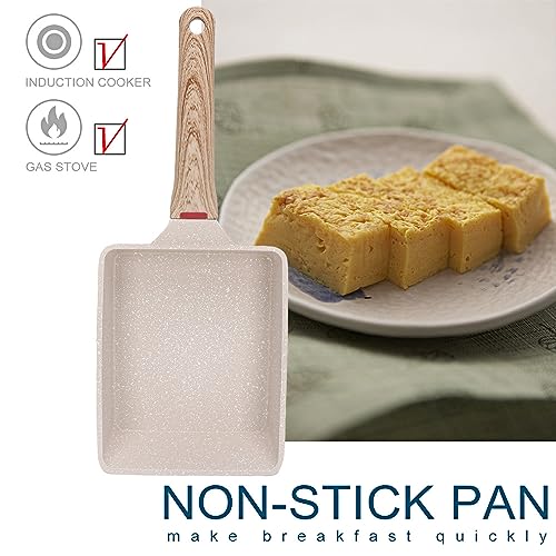 Foto von Bobikuke Tamagoyaki Pfanne, Japanische Omelette Eierpfanne Nonstick Aluminium Rechteckig Kleine Pfanne, für Gasherd und Induktionsherd (Weiß)