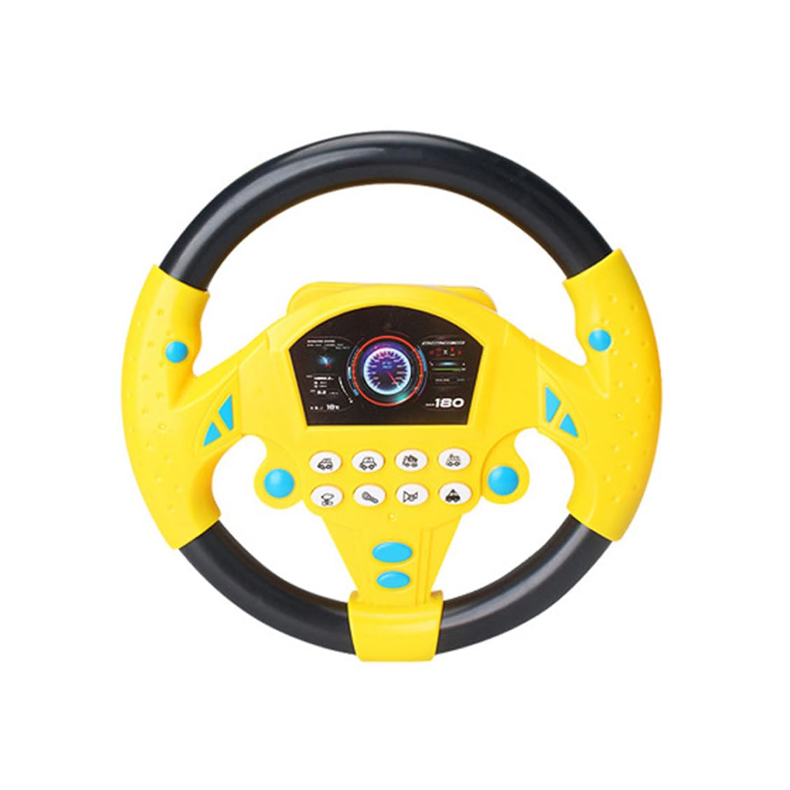 360° Rotating Musical Steering Wheel - Portable Car Back Seat Driving Simulation Toy, Fun Tunes & Realistic Driving Sounds, Travel Activity for On-Road Entertainment During Trips (Yellow)