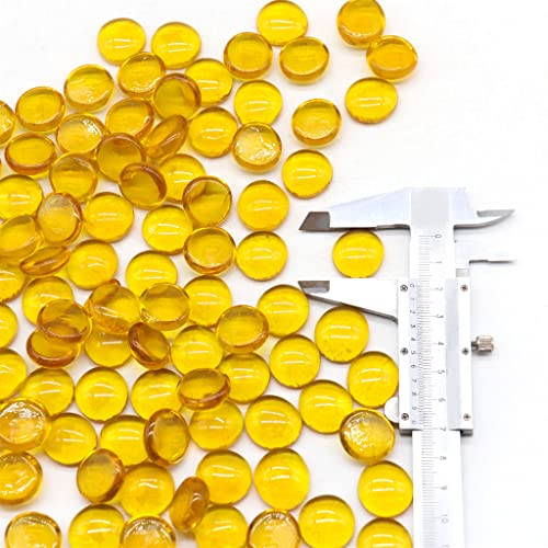 Transparent Yellow Flat Glass Marbles For Vases, 1 Lb Decorative Stone Beads For Vase Fillers, Crafts, Table Scatter, Fish Tanks, Wedding & Party Centerpieces, Gem Décor, Mosaics, Floral Displays #TOP2
