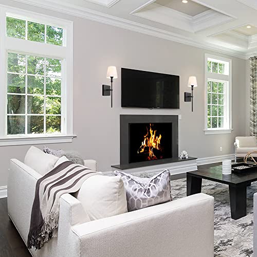 Gzbeini Black Wall Sconces Set Of 2 Sconces Wall Lighting,1-Light Wall Lamp,Wall Light Fixtures With White Fabric Lamp Shade And Matte Black Metal Frames For Bedroom,Bathroom Vanity,Living Room #TOP4