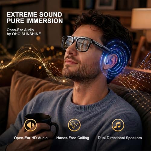 Image of OhO sunshsine AI Glasses, Bluetooth Audio Sunglasses with 10H Playtime, ChatGPT Translation & Water Resistant Open Ear Glasses