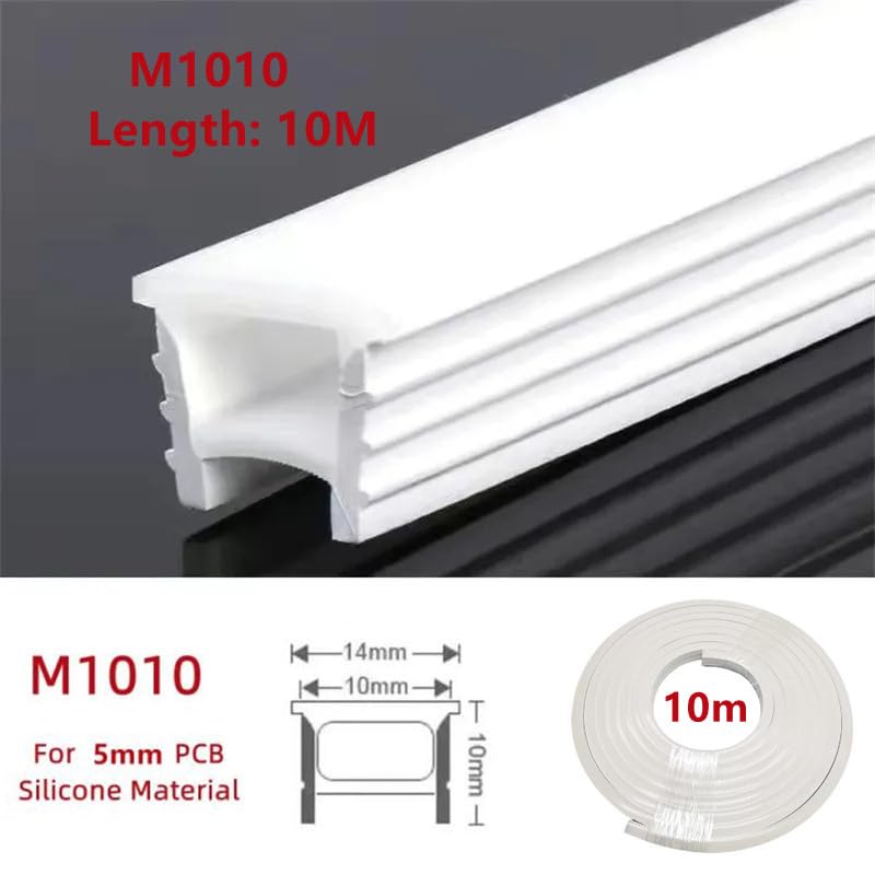 Canal LED de silicona para tira LED, 10x10mm, 10m, blanco miniatura 6