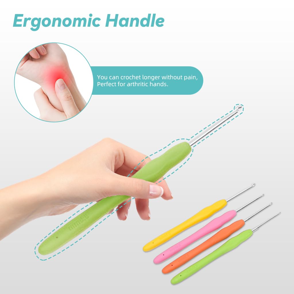 HASTHIP Cotton Crochet Hook Set 14 Sizes Carry Bag, Needles, Markers, Tape 3