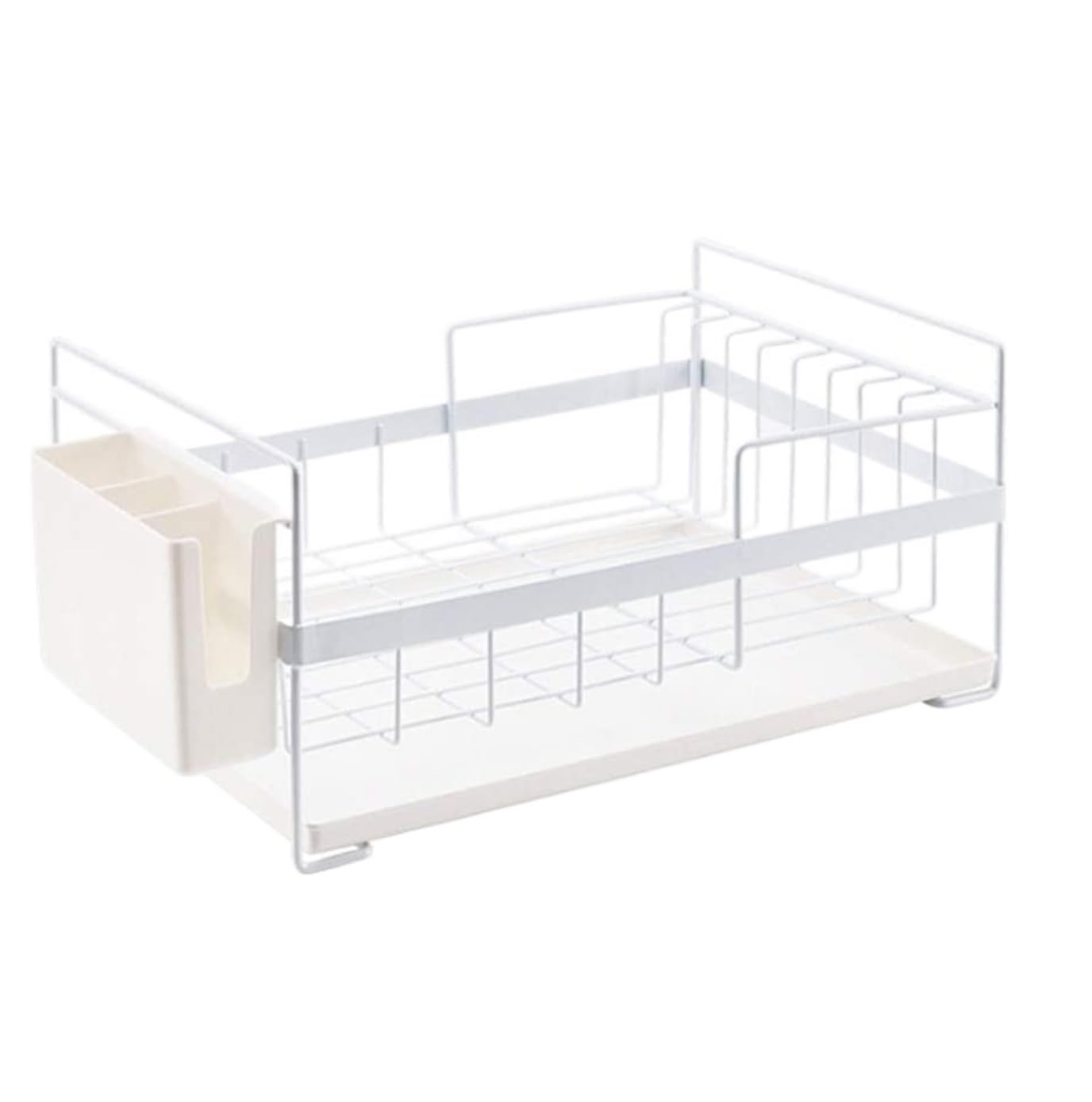 GOOPEEG Dish Drainer,Dish Rack Kitchen Storage Organizer Dish Drainer Drying Rack Sink Holder Tray For Tableware Easy Dish Organization(White)