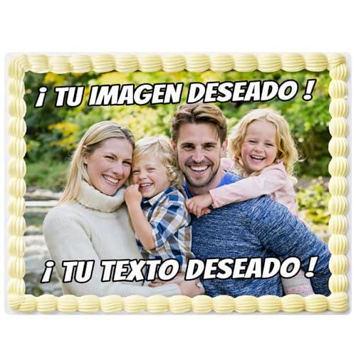 OBLEA o PAPEL DE AZÚCAR Personalizada con Foto, Nombre y Edad – Imagen Comestible para Tartas de Cumpleaños y Eventos – Varias Medidas – Rectangular